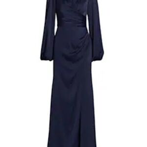 Kali Wrapped Satin Gown Color: FRENCH NAVY Size: 6